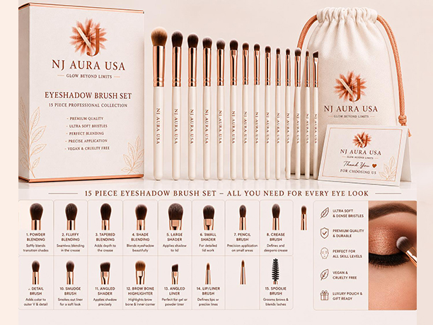 15 Piece Eyeshadow Brush Set